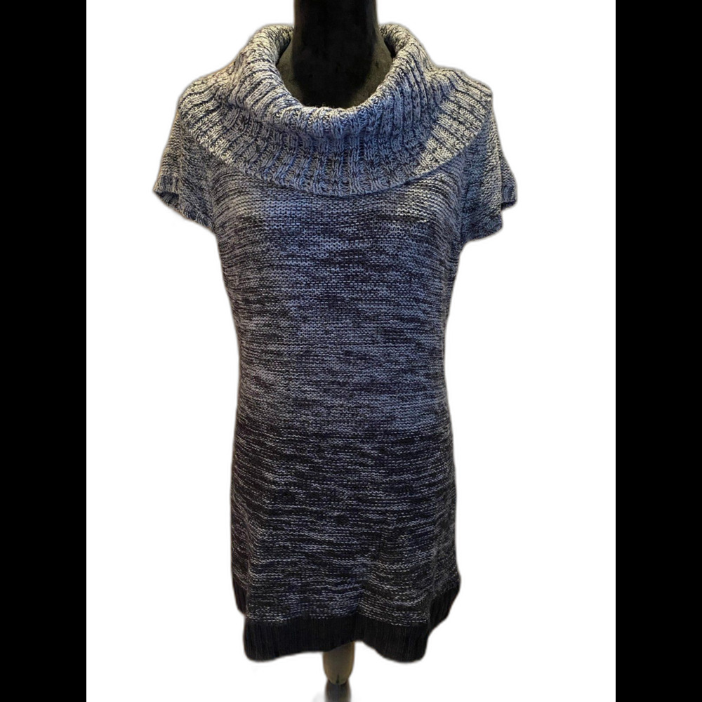 L.E.I. Gray Black Knit Dress Junior Size XL Cowl Neck Stretch Comfortable Chic‎